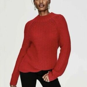 Boden Isabella Shaker Stitch Chunky Knit Sweater Wool Alpaca Blend Red Small